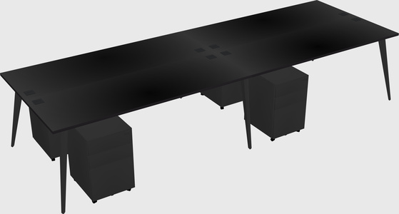 Shared rectangular office desk system