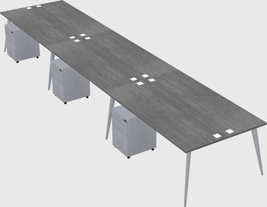 Shared rectangular office desk system