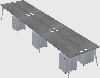 Shared rectangular office desk system