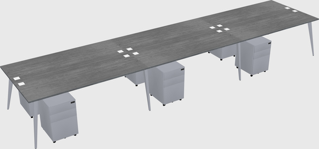 Shared rectangular office desk system