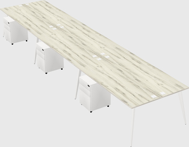 Shared rectangular office desk system