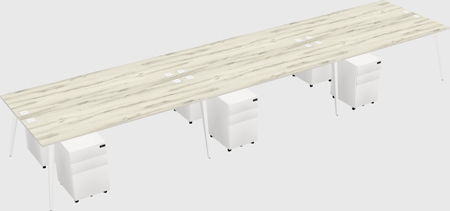 Shared rectangular office desk system