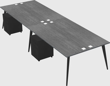 Shared rectangular office desk system