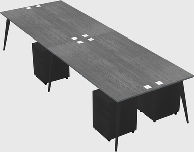 Shared rectangular office desk system
