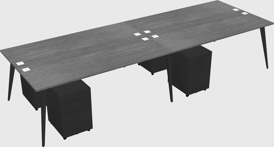 Shared rectangular office desk system