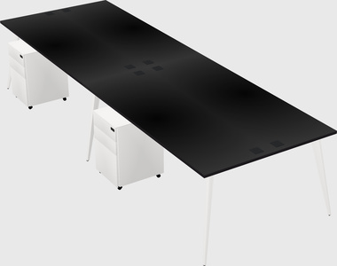 Shared rectangular office desk system