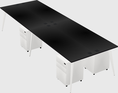 Shared rectangular office desk system