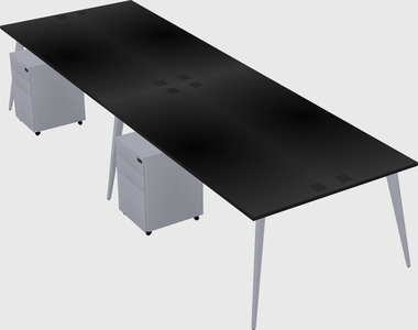 Shared rectangular office desk system