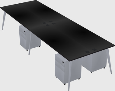 Shared rectangular office desk system