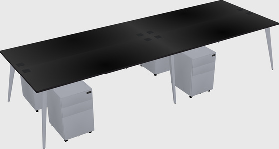 Shared rectangular office desk system