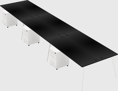 Shared rectangular office desk system