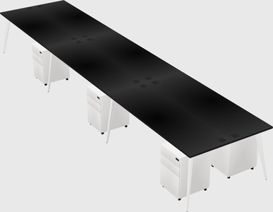 Shared rectangular office desk system