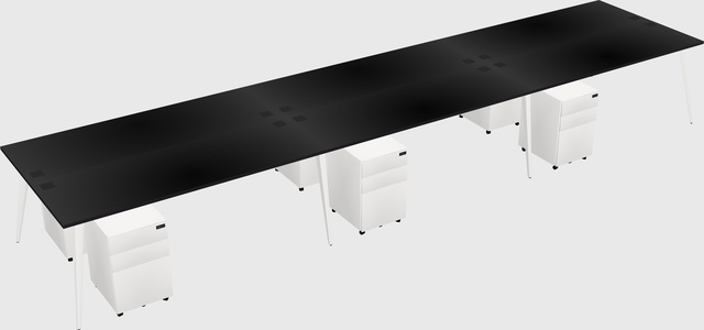 Shared rectangular office desk system