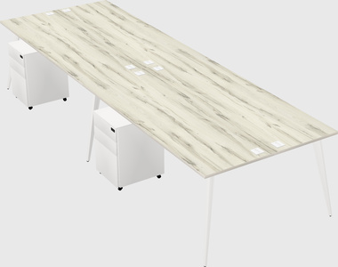 Shared rectangular office desk system