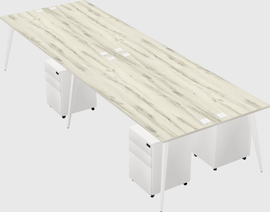 Shared rectangular office desk system