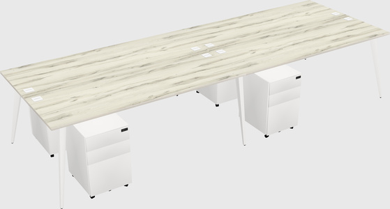 Shared rectangular office desk system