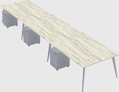 Shared rectangular office desk system
