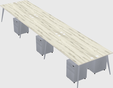 Shared rectangular office desk system