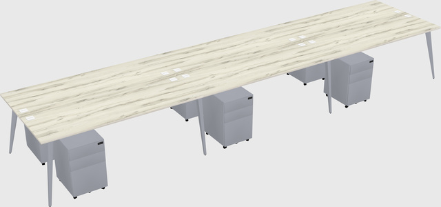 Shared rectangular office desk system