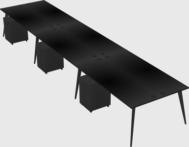 Shared rectangular office desk system