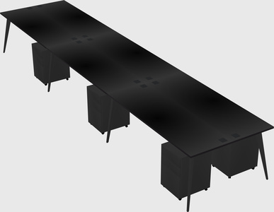 Shared rectangular office desk system