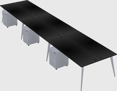 Shared rectangular office desk system