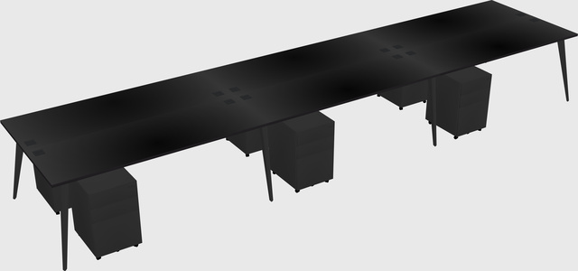 Shared rectangular office desk system