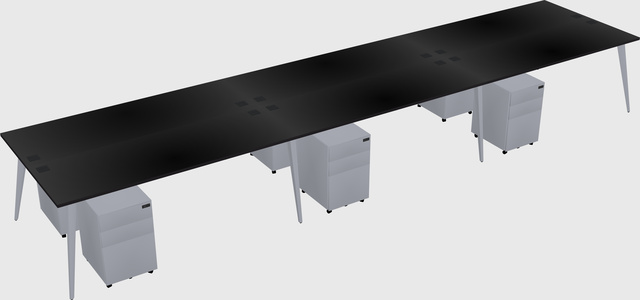 Shared rectangular office desk system
