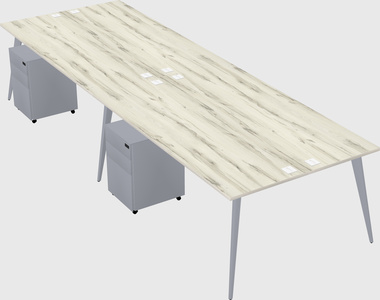 Shared rectangular office desk system
