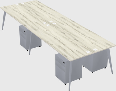 Shared rectangular office desk system
