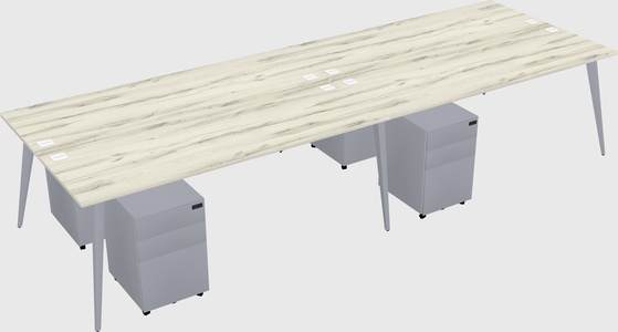 Shared rectangular office desk system