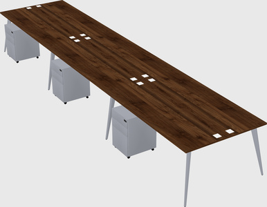 Shared rectangular office desk system