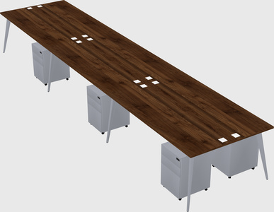 Shared rectangular office desk system
