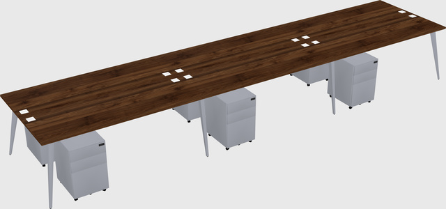Shared rectangular office desk system