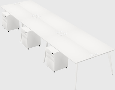 Shared rectangular office desk system