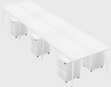 Shared rectangular office desk system