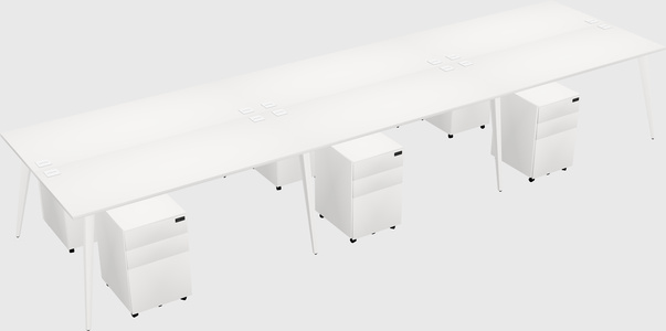 Shared rectangular office desk system