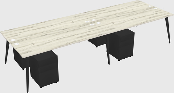 Shared rectangular office desk system