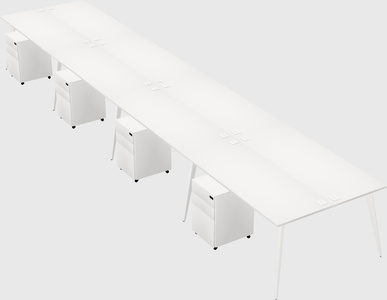Shared rectangular office desk system