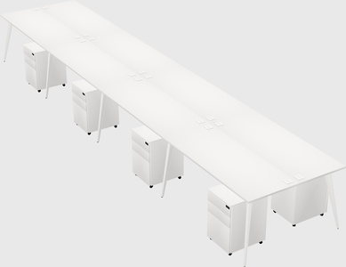 Shared rectangular office desk system