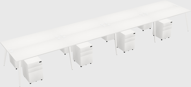Shared rectangular office desk system