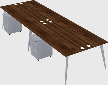 Shared rectangular office desk system