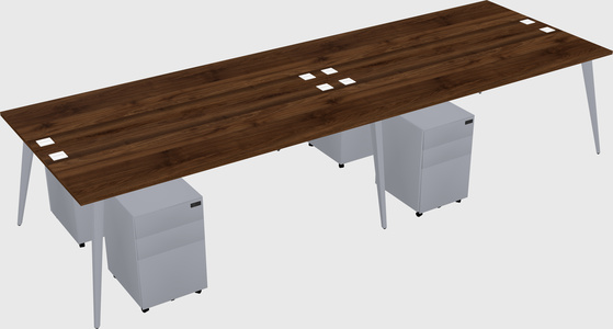 Shared rectangular office desk system