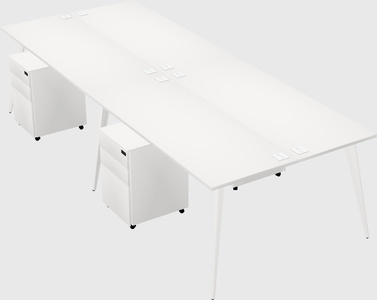 Shared rectangular office desk system