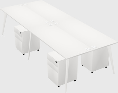 Shared rectangular office desk system