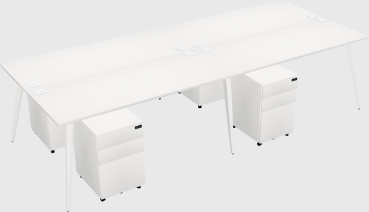 Shared rectangular office desk system