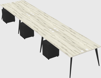Shared rectangular office desk system