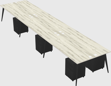 Shared rectangular office desk system