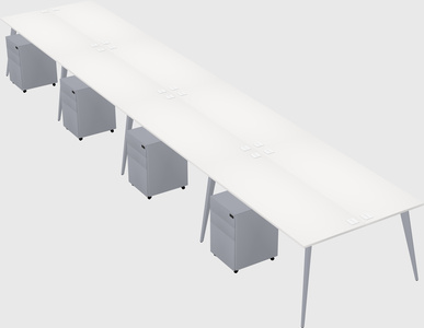 Shared rectangular office desk system