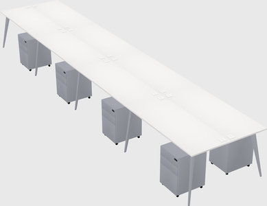 Shared rectangular office desk system